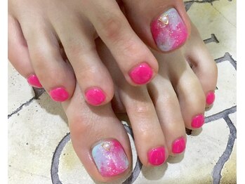 ネイルサロン ティディ(TIDY)/フット¥3500 ピンクタイダイ