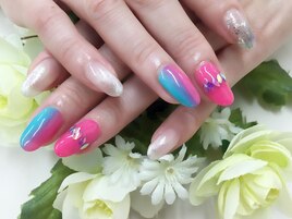 ピンク＆ブルーの縦グラデ