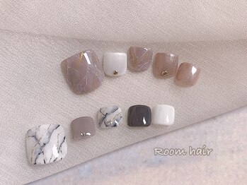 ルームヘアネイル 梅ヶ丘店(Room hair nail)/フット 大人グレージュ大理石