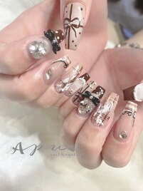 ブラウンリボンネイル