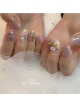 リッシュ ドゥ(RICHE deux)/ローズピンク×クリスマスネイル