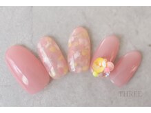 スリー 自由が丘(THREE)/さくらピンクのうる艶ネイル