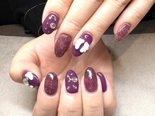 パープルの爪屋/大人可愛いフラッシュネイル