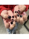 ブラック×レッドネイル