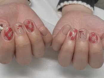 ペルルネイル(perle nail)/チェック×リボン