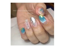 ニコ(nico+)/ブルーのさわやかアートネイル