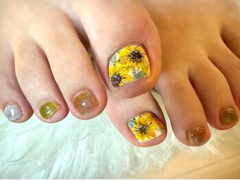 アミュリー ネイル アトリエ(Amury nail atelier)/ひまわり マグネット シンプル