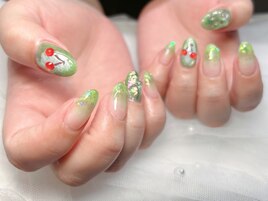 チェリー★ラメグラ★黄緑★