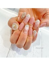 ムーネイル(mou nail)/シースルーフラワーで可愛め大人