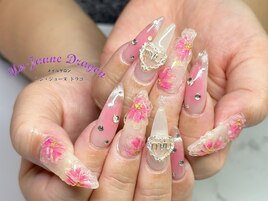 【ロングネイル】お花ネイル