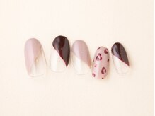 ティアリーネイル コレットマーレ店(Tiary Nail)/ヒョウ柄斜めフレンチ