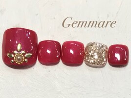 ワンポイントビジューネイル