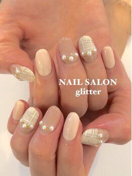 ネイルサロン グリッター(NAIL SALON glitter)/ガーリーチェックネイル