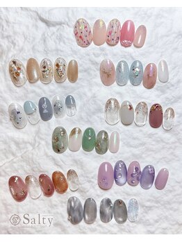ネイルアンドアイラッシュサロン ソルティ 寺田町(salty)の写真/手元が綺麗に見える上品デザインが豊富！【季節の選べるデザインコース¥6160】月1美容dayが楽しみに♪