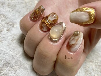 アイネイルズ 渋谷店(I nails)/ぷっくりニュアンスゴールド