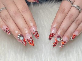 ★レッド×ハートクリアネイル★