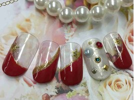 W斜めフレンチ*華やかネイル