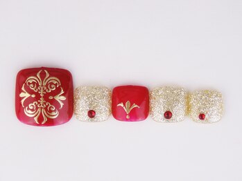 まつげアンドネイル ディアマンローズ(DIAMANT ROSE)/赤ゴージャス・フット6600円