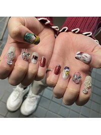 キラキラボルドーネイル