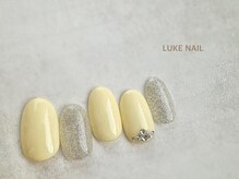 ルークネイル 恵比寿店(LUKE NAIL)/イエロー×ラメビジュー　春夏