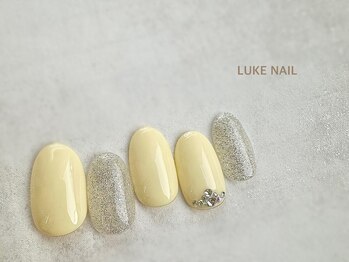 ルークネイル 恵比寿店(LUKE NAIL)/イエロー×ラメビジュー　春夏