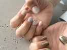 ミラー、ビジューネイル