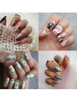 ネイル フライガール(nail FLY GIRL)の写真/【仕上がりで差が出る圧倒的なデザイン】絶妙なニュアンスアート/繊細なアートが得意◎モチの良さも抜群★