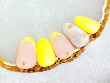 ルアナ(Luana.)/黄色フレンチ×ホロ押し花