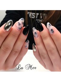 ホワイトべっ甲ネイル