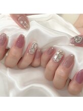 ネイルサロンEUB/ピンク+ワンホンパーツ