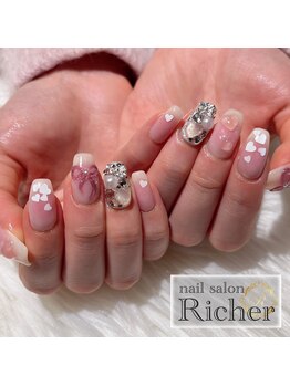 エスフィーネイルサロン リシェル(Esfy nailsalon Richer)/ハート リボンネイル