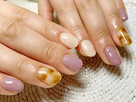 クリームべっ甲ネイル