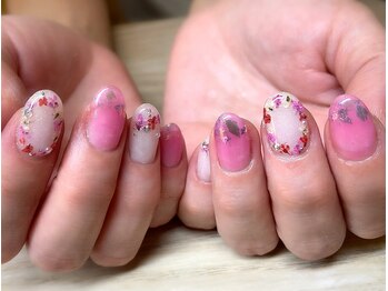 アミュリー ネイル アトリエ(Amury nail atelier)/押し花 オーロラ シアー 大人