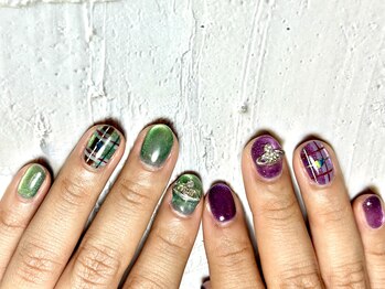 アトリエループ(atelier Loop by shiho)/マグネットチェックネイル