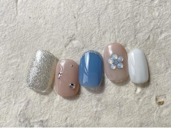 アイネイルズ 梅田店(I nails)/フラワーシルバーライン¥7700