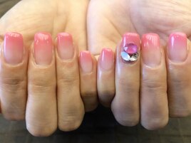 ピンクグラデ×Vカット