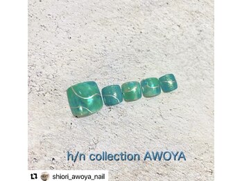 アオヤ(h/n collection AWOYA)/爽やかグリーンカラーネイル