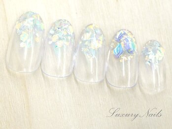 ラグジュアリーネイルズ アカバネ(Luxury Nails Akabane)/キラキラ*ビジューラメグラデ