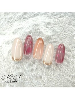 エーアンドエー 蕨店(A&A)/ニュアンス×桜ネイル