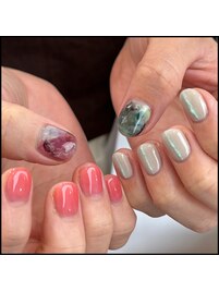 大理石×ピンクネイル