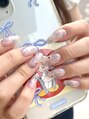 ジュイール ネイル 千葉店(Jouir nail)&nbsp;ブルー×リボンで甘くなりすぎないかわいさ