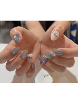 ネイルサロン ティフィン(tiffin)/~水色マグネットハートネイル~