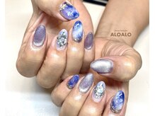 アロアロ(ALOALO)/マグネット×大理石風ネイル