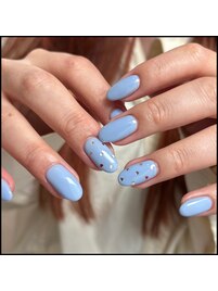 ブルー×ハートネイル