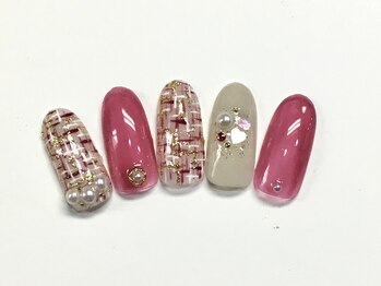 ネイルアンドまつげ リュフェール 五反田(Nail Lufaire)/ピンクツイードネイル