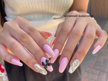 オーシャンネイル 金山店(Ocean Nail)/＃長さだし×ガーリーネイル