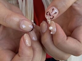 リボンネイル パール フレンチ