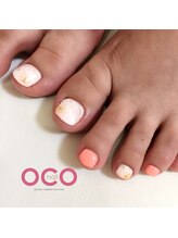 オコネイル ネイルサロンアンドスクール(OCO nail)/coral × flower pedi
