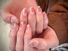 ヌル ネイル 堀江(NURU NAIL HORIE)/マグネット＋チーク＆羽ネイル☆