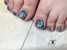 ネイルエイト 新百合ヶ丘(nail8)/青　マグネット　海フットネイル